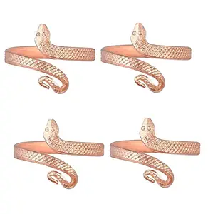VIDEH Bhagya Ratan Snake Copper Adjustable Tamba Ring Nag Snake Challa for Men and Women (Snake Copper RING PACK OF 4)
