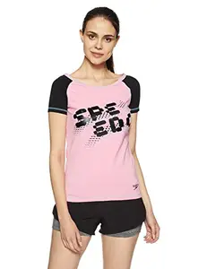 Speedo Women's Plain Regular Fit T-Shirt (7008-SHBRT-0101_Sherbert_Small)