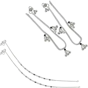 Heer Collection Traditional Jewellery For All Occassions Anklets Payal Pair for Women/Girls Alloy Anklet - Bzr_Combo Payal 105 & 125 (1-Pair Each)