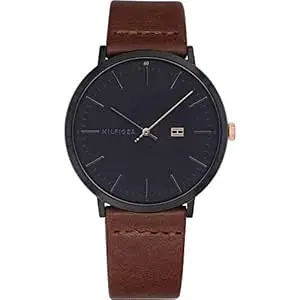 Tommy Hilfiger Quartz Analog Black Dial Leather Strap Watch for Men-NETH1791461