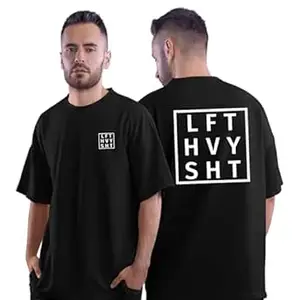 DUDEME Unisex Cotton Gym T Shirt | Oversized Workout T Shirt for Men & Women | Black Gym Tshirt | Loose Fit Gym Wear for Workout, Training & Fitness