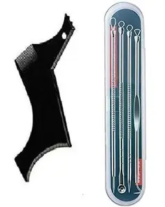 ZemGlam Professional Beard Shaping Comb & Blackhead Remover Tool Kit Combo Pack