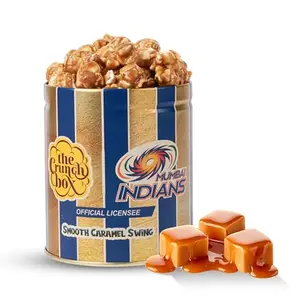 The Crunch Box presents Mumbai Indians (MI) Gourmet Popcorn | Irresistible Smooth Caramel Swing | 150gms Tin