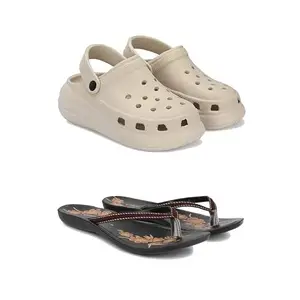 Premium Comfortable Regular Wear Clogs for Women with Stylish Flats Fashion Slippers for Women's & Girls Combo-OO1-O19-7 Brown-4667-EURO-38