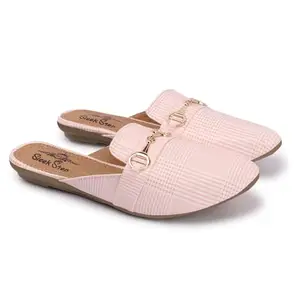 SLEEK STEP Women's Synthetic Casual Slip-On Two Strap Open Toe Flat Stylish Fashionable Trendy Pink Sandal For Girl 38