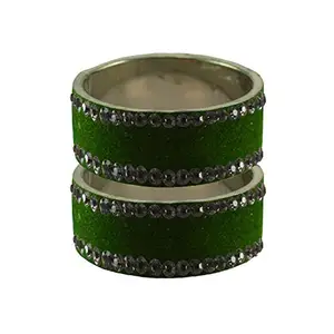 Vidhya Kangan Green Stone Stud Brass Bangle (ban11585-2.9)