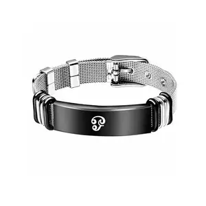 M Men Style Religious Tamil Om Memorial Jewelry Sympathy Bracelet Bangle Christmas Birthday Gift for Son, Him, His, Friends Gold Stainless Steel Black SBr202583