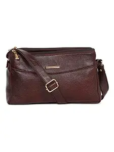 TEAKWOOD LEATHERS Women's Sling Bag, Leather Cross Body Handle Handbag, Purse for Women, Latest Regular Office Use (T_W_SB_82_BR, Brown)