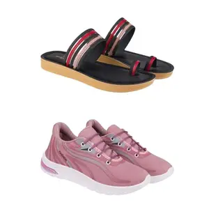 SPORTER Extra Soft Classic Casual wear with Flexibility Technology Heel Combo for Women's/Girl's(6144+2022)(5) Multicolor