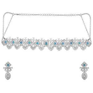 VOYLLA Before Sunrise Tuhina Necklace Set|Necklace Set For Women|American Diamond|Party|Wedding|Festive|Gift For Women|