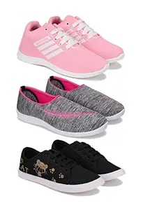 Zenwear Sports (Walking & Gym Shoes) Running, Loafers, Sneakers Shoes for Women Combo(Zen)-1704-1543-1629 Multicolor (Pack of 3)