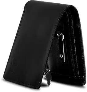 Classic World Men Evening/Party Black Artificial Leather Wallet (5 Card Slots)