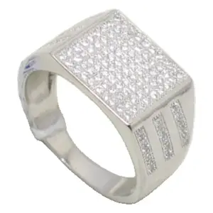 Rajasthan Gems Mens Ring 925 Sterling Silver Hallmarked Cubic Zirconia CZ Stone Gift Men Women Unisex Handmade L334
