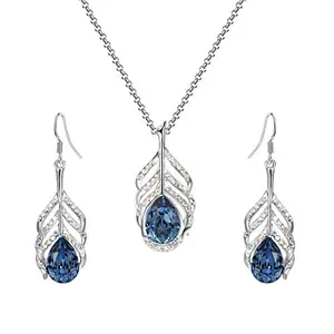 YouBella Valentine Gifts Gracias Collection Lord Krishna Feather Crystal Jewellery Combo of Pendant Set/Necklace Set with Earrings for Girls and Women