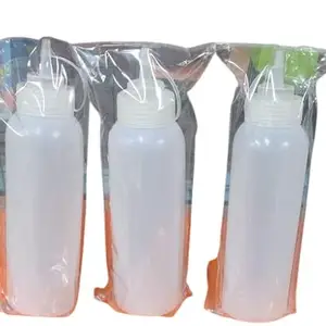 W.A bakers Single Nozzle Squeeze Bottles for Liquids Plastic Empty Squirt Bottle for Syrup Sauces(White) 3 Pcs Set