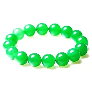 RRJEWELZ Unisex Bracelet 10mm Natural Gemstone Green Aventurine Round shape Smooth cut beads 7 inch stretchable bracelet for men & women. | STBR_03680