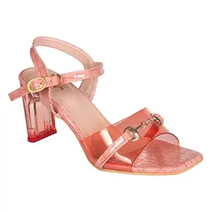 Stepee Sexy Clear Transparent Block Heels Sandal For Womens & Girls (PINK, numeric_4)