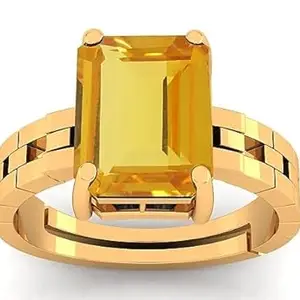 9.25 Ratti Yellow Sapphire Original Stone Adjustable Ring For Men And Women With Lab Certified A3