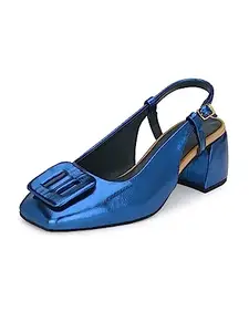 EL PASO Women's Light Blue Faux Leather Casual Slip On Heels - EPW444LightBlue_5