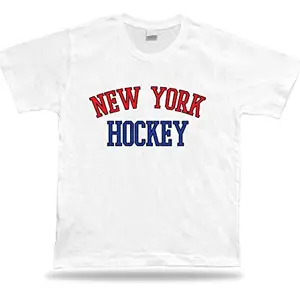 APSRA RETAIL New York Hockey t-Shirt tee red White Blue NY USA ice Apparel Desgin Winter Casual T-Shirt Half Sleeve Round Neck Printed Men's t Shirt