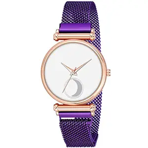 Talgo Alluring Analogue White Dial Purple Magnet Strap Graceful Stylish Wrist Watch for Women, Pack of 1 - C34-RG-RLXCHAND-WHT-PLM