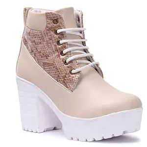 FURIOZZ Boots for Women & Girls | For Casual, Outdoor, Party and Holidays | High Top | Trendy, Comfortable, Slip On Boots PK1-Cream-37