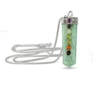 Reiki Crystal Products Natural Amazonite Pendant 7 Chakra Bead Crystal Stone Pendant/Locket with Metal Chain for Unisex