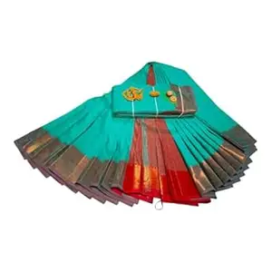 saree with blouse-Banarasi Kanchivaram Cotton Silk Saree with Unstitched Blouse Material