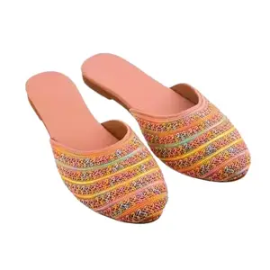 Sharma Enterprises Women's Boho Woven Slip-On Mules, Flat Casual Slippers (Multicolor, UK Footwear Size System, Adult, Women, Numeric, Medium, 6)
