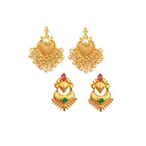oh wow one gram gold studs earring jhumki pack of2