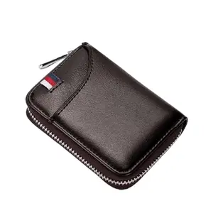 Kesariya Fashion Unisex Genuine Leather Wallet with Zipper | RFID Blocking Card Holder Zipper Wallet(Dark Brown)
