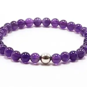 LKBEADS Natural Amethyst 8mm Round Shape Smooth Cut Beads 65 inch Stretchable Bracelet for Men & Women|STBR_RR_00430_65