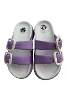 FASHION FOOTIQUE Women's Double Buckle Comfort Slides – Adjustable EVA Flat Sandals, Lightweight Waterproof Slip-Resistant Summer Footwear for All-Day Support & Style