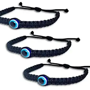 Uniqon (Set Of 3pc) Adjustable Stylish Trending Evil Eye Nazar Suraksha Kavach Wrist Band Cuff Rope Bracelets For Men's And Women's