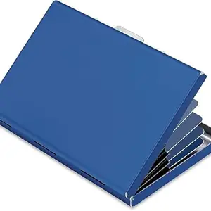 ASV Business Card Holder Case, Metal Minimalist Slim Credit Card Wallet, RFID Blocking, Blue