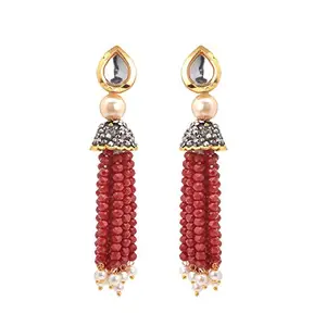 Zephyrr Fashion Jewellery Hanging Pierced Kundan Beaded Earrings with Pearl For Girls and Women