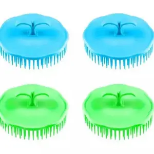 ZAUKY Best Round Plastic Hair Washing Combs Hair Massager Shower Brush Hair Washing Tools for Men and Women Multicolor (Pack of 4)