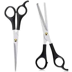 Doberyl Sharp Teeth Stainless Steel Professional Salon Barber Blue Thinning Scissors for Hair Cutting with Comb; Hairdressing Trimming Scissors Set for Salon and Home use