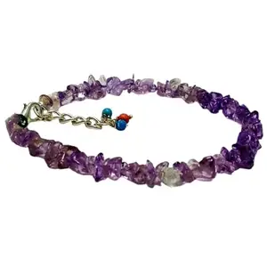 RRJEWELZ Amethyst Bracelet for Men & Women – 3-7mm Nugget Chips Smooth Purple Beads – 7 inch adjustable with Silver Plated Clasp – Healing, Fashion, Gift, Spiritual, Yoga|LCBR_RR_00226