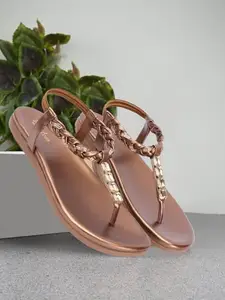 Picktoes PT-301 Women's Copper Synthetic Leather Casual Flat Sandal