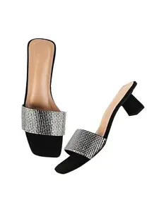 TRYME Embellished Block Heel Sandals Comfortable & Trendy Party Heels for Girls & Women