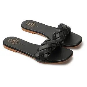 Blinder Black fancy slides slippers for womens and girls