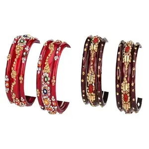 Somil Combo Bangle Set For Women | Traditional Daily Bangles | Perfect For Parties & Functions, Pack Of 12, Red, Maroon -D486