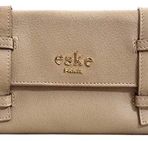 eske Brigitte - Envelope Wallet - Genuine Leather - Holds Cards, Coins and Bills - Compact Design - Pockets for Everyday Use - for Women (Light Gold Cosmos) (Stone Cosmos)