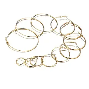 Yellow Chimes Combo Latest Collection Stylish Gold Plated Hoop Earrings Set for Women and Girls