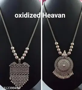 S R Oxidised Round Chain Pendant Long Necklace For Girls and women's Design_03