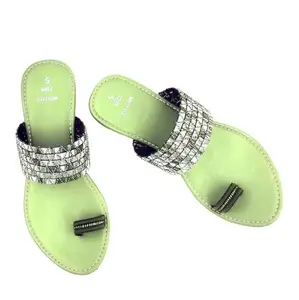 Woman's flat fashion sandal (Pista Green, 4)