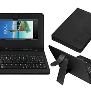 ACM Keyboard Case Compatible with Lava A82 Mobile Flip Cover Stand Plug & Play Device for Study & Gaming Black
