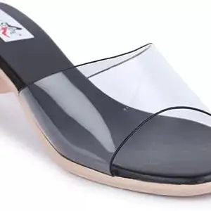 TWINSSHOE Women Transparent Strap Heel Fashion Sandal