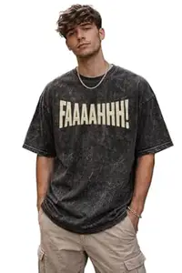 boffi ... 100% Cotton Oversized T-Shirt Unisex Drop Shoulder Dye Washed Street Look Black Pack of 1